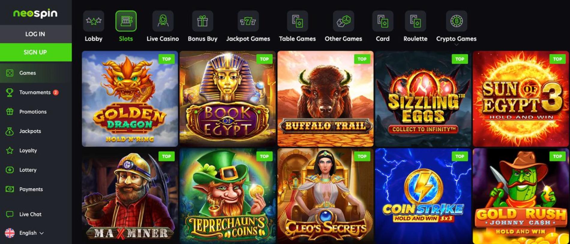 Neospin Casino games